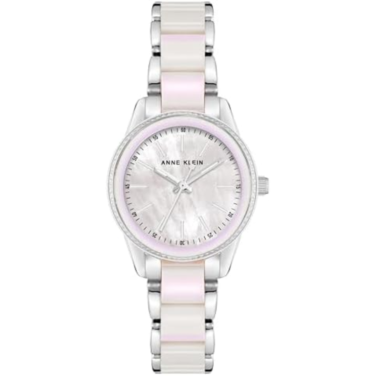 Reloj Plateado y Blanco Iridiscente Análogo de Mujer