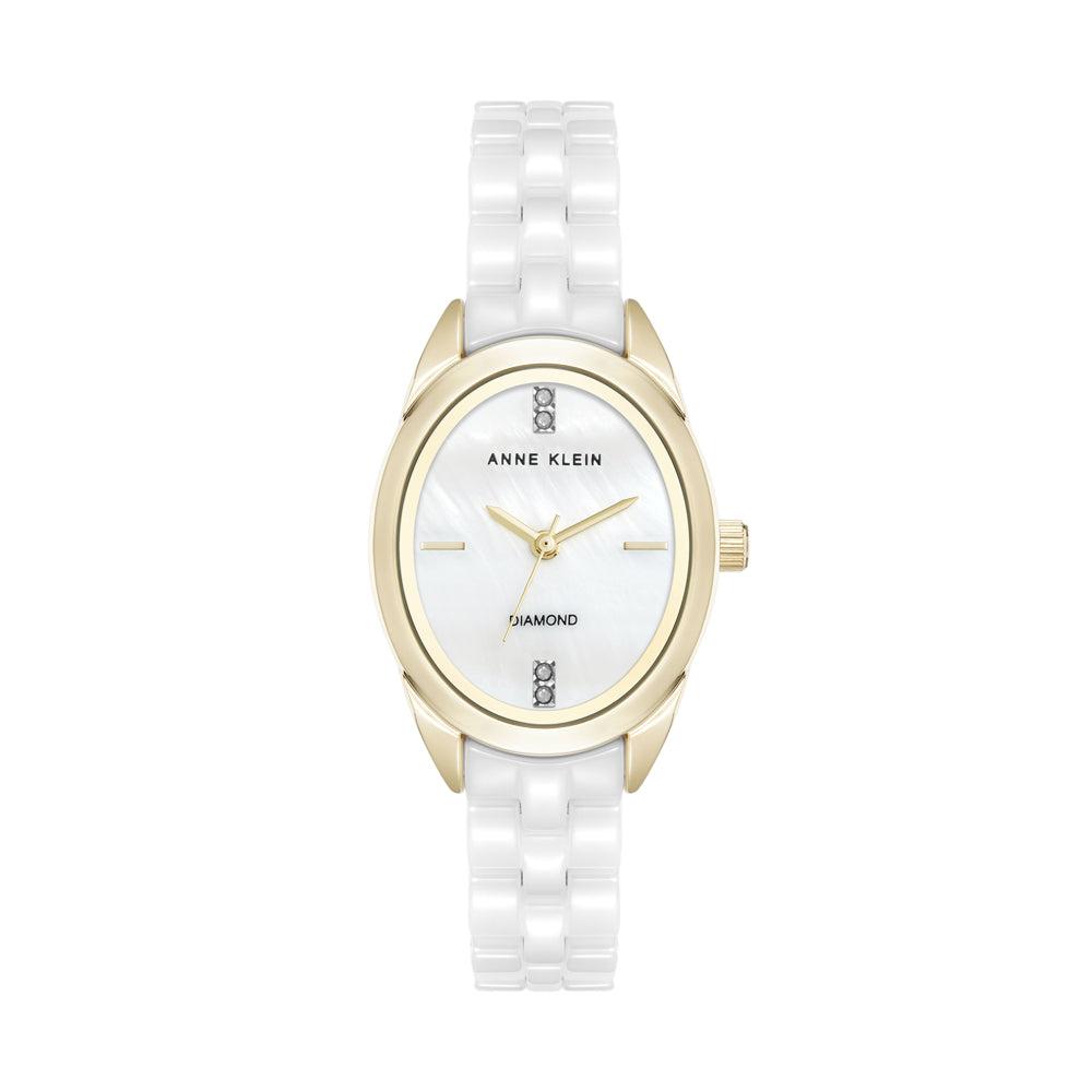 Reloj Gris, Dorado y Blanco Análogo de Mujer