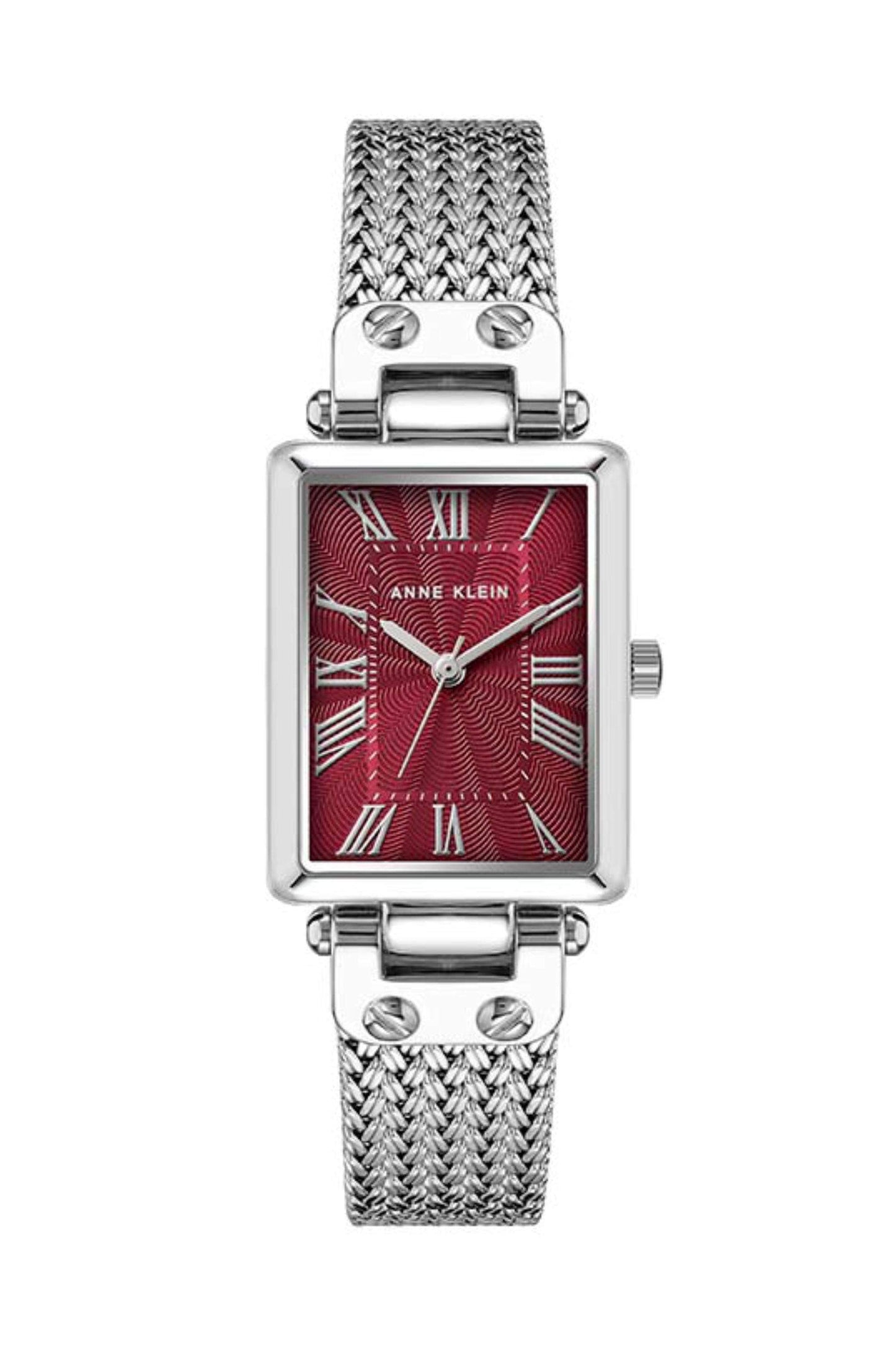 Reloj Análogo Rectangular Mesh Ejecutivo Plateado de Mujer