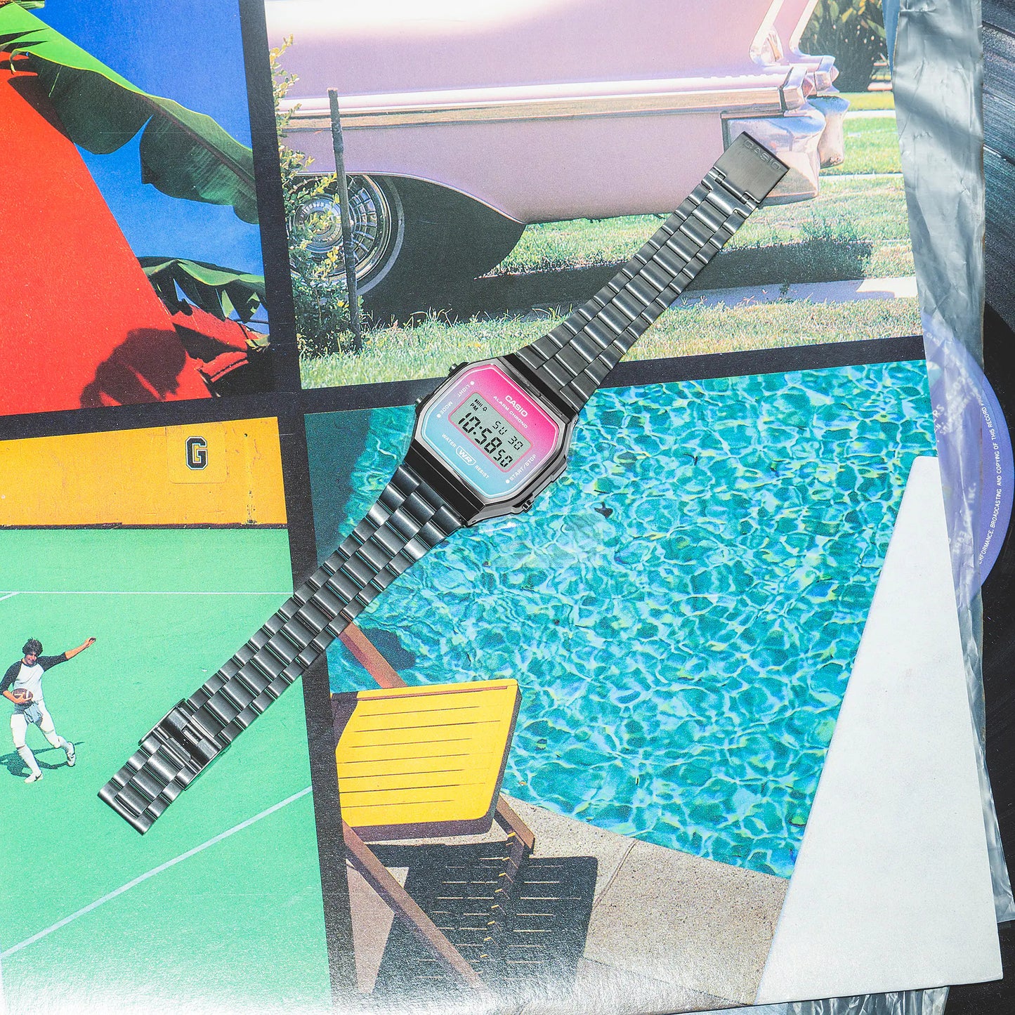 Reloj Digital Gunmetal Vintage Rosado de Hombre