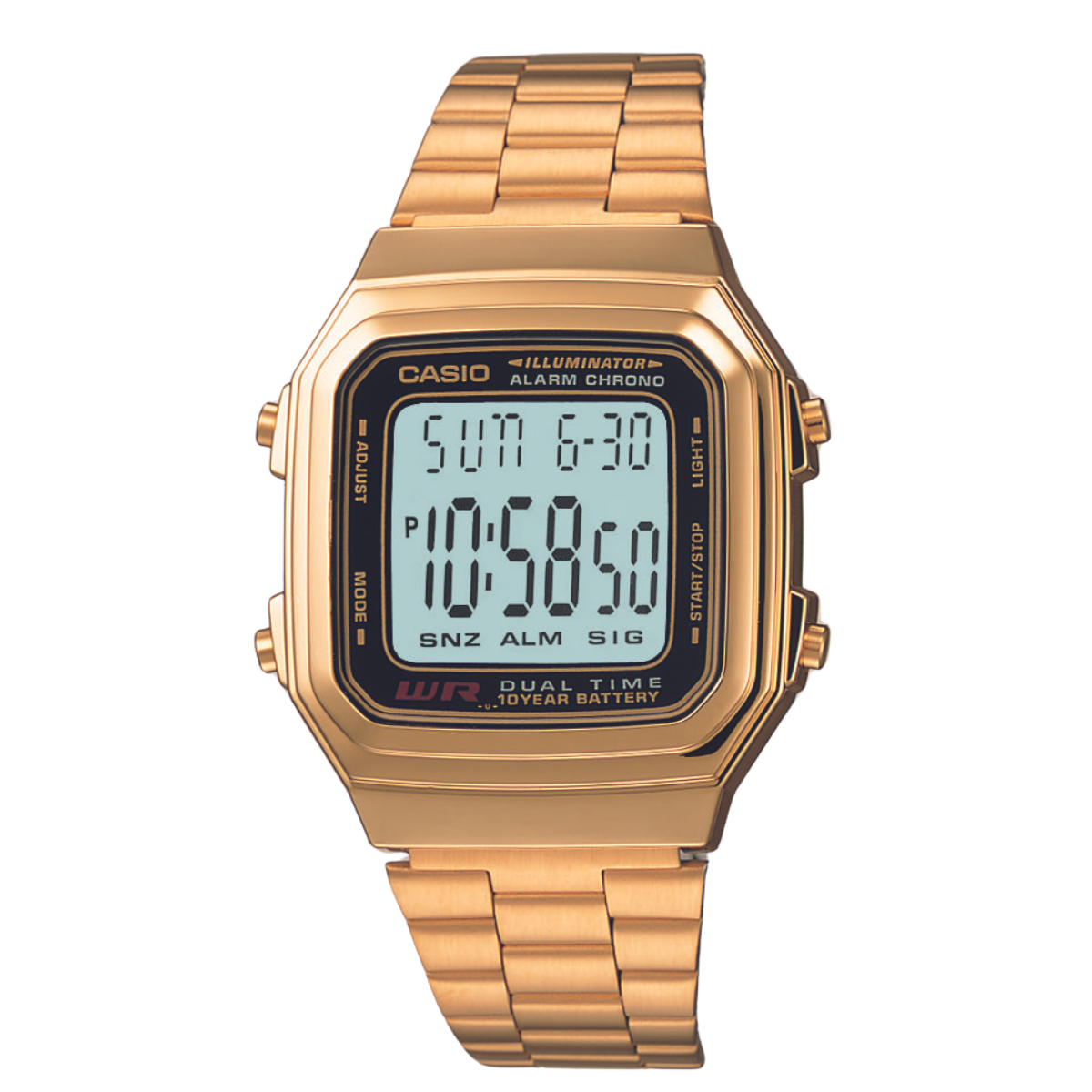 Reloj Digital Dual Time Vintage Dorado de Hombre