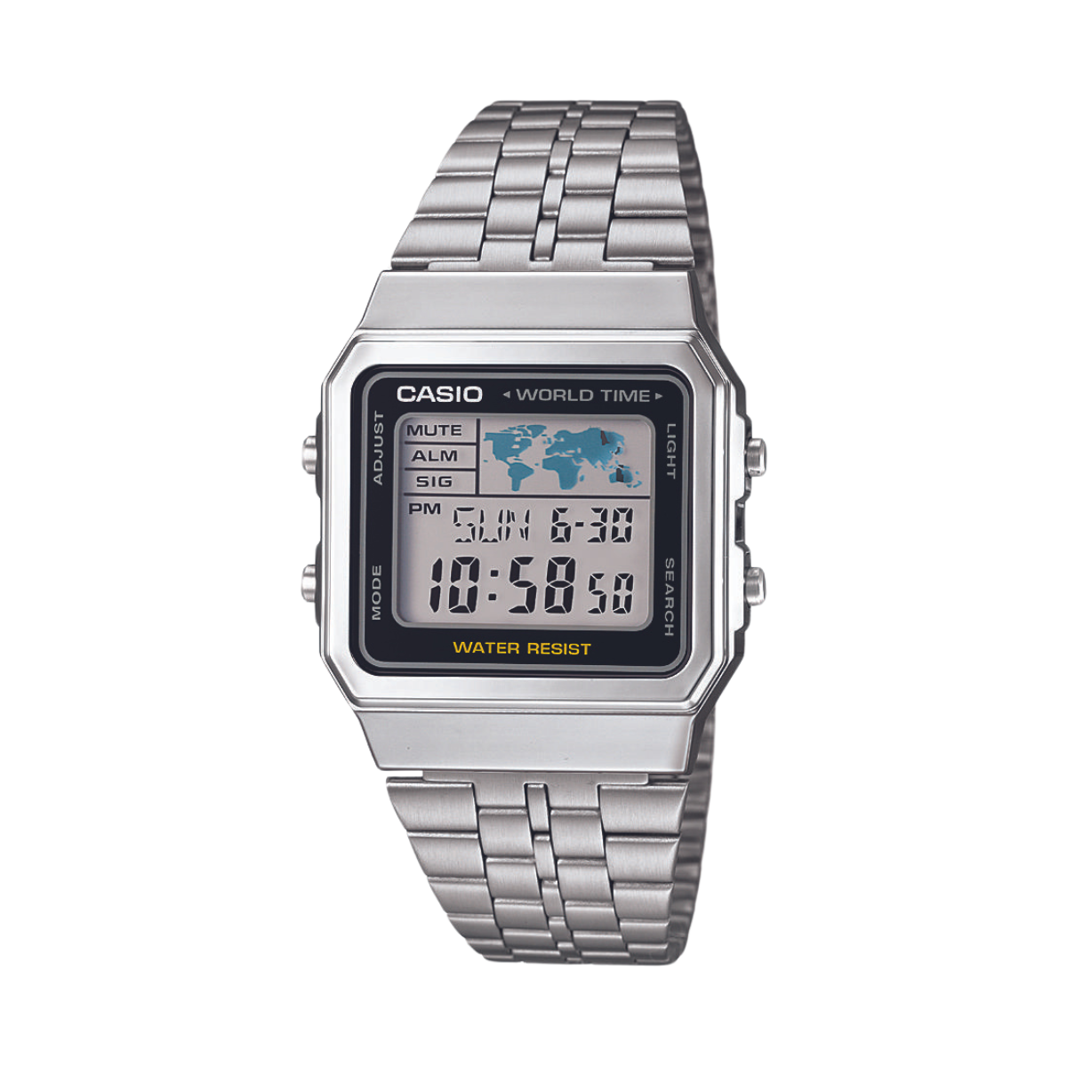 Reloj Digital Vintage Plateado de Hombre