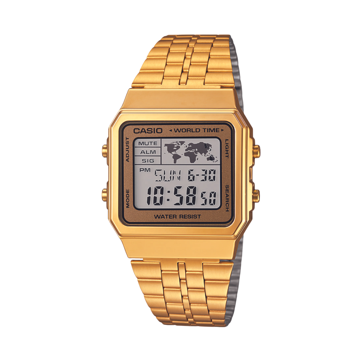Reloj Digital World Time Vintage Dorado de Hombre