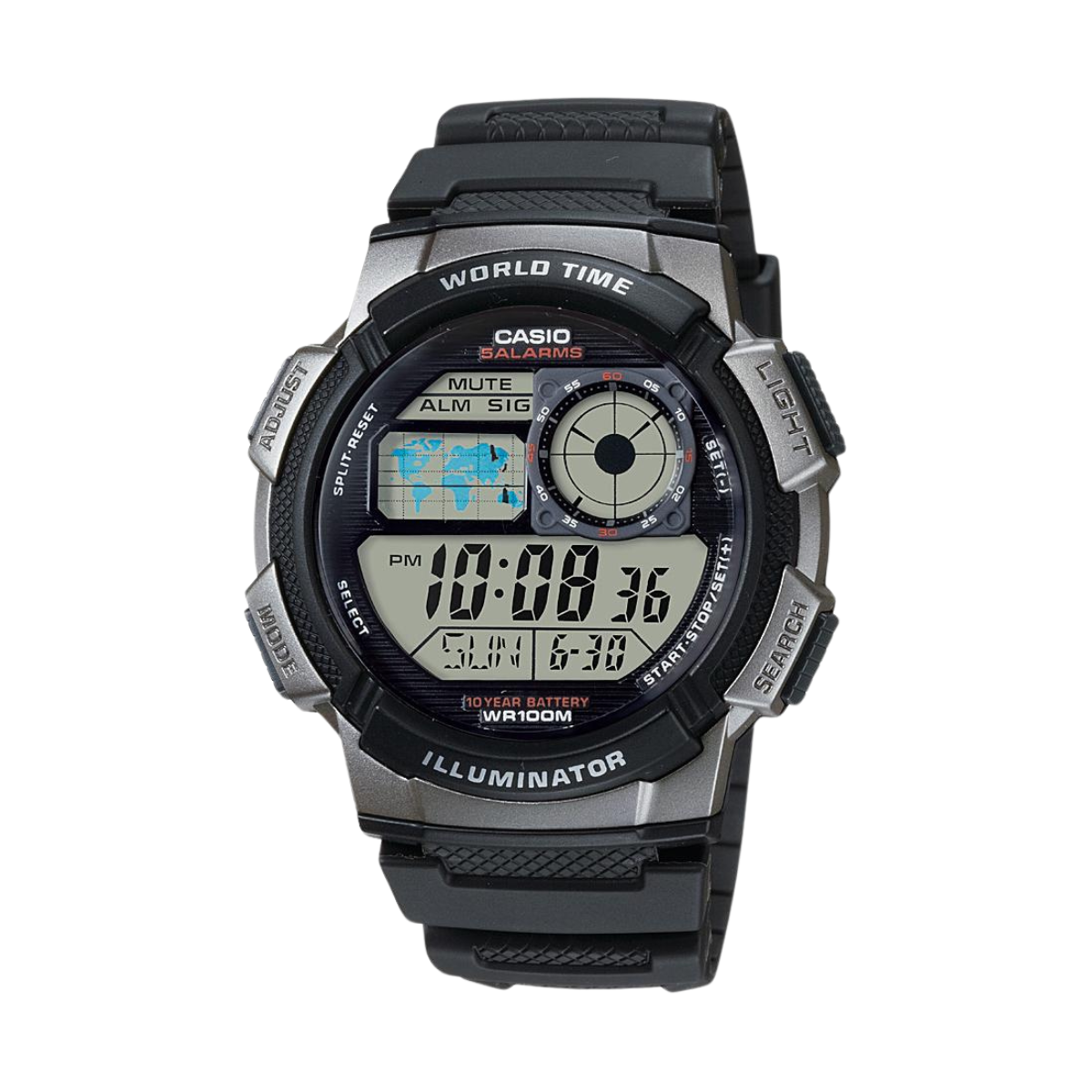 Reloj Digital Illuminator World Time Sport Gris de Hombre