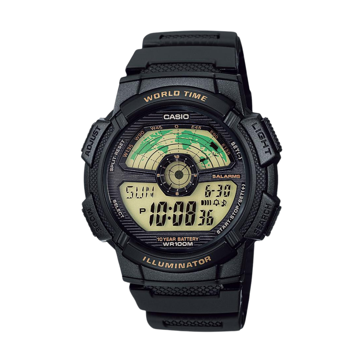 Reloj Análogo Illuminator World Time Ejecutivo Negro de Hombre