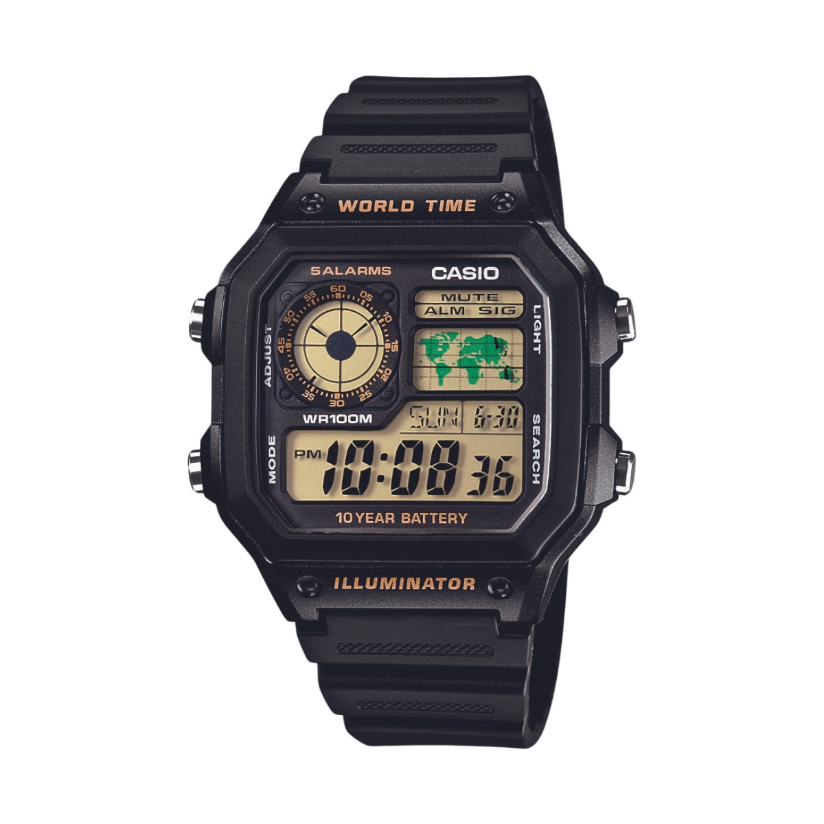 Reloj Digital Illuminator World Time Sport Negro de Hombre