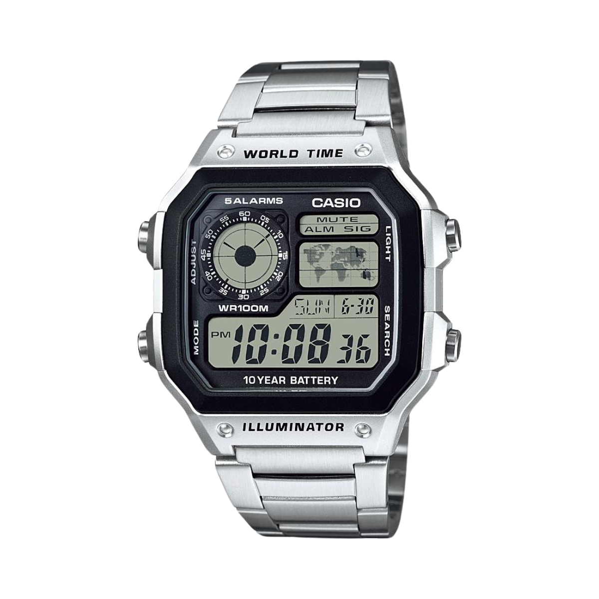 Reloj Digital Illuminator Casino Royale Casual Plateado de Hombre