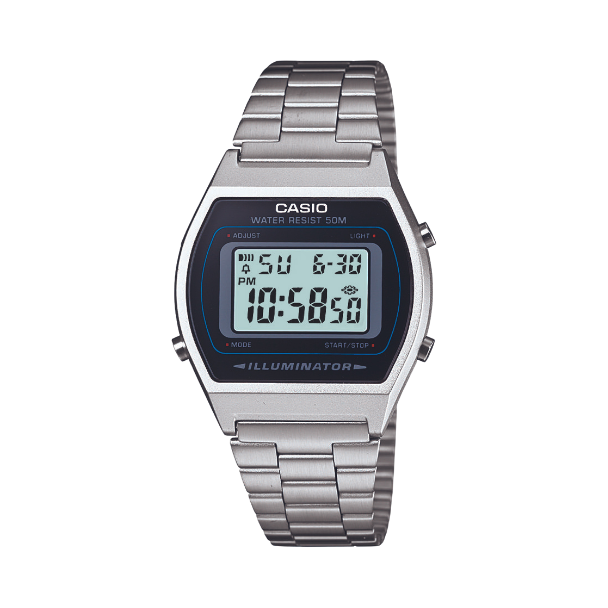 Reloj Digital Illuminator Vintage Plateado de Hombre