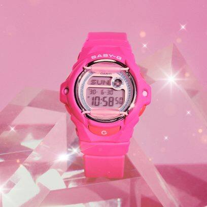 Reloj Digital Casual Rosado Brillante de Mujer
