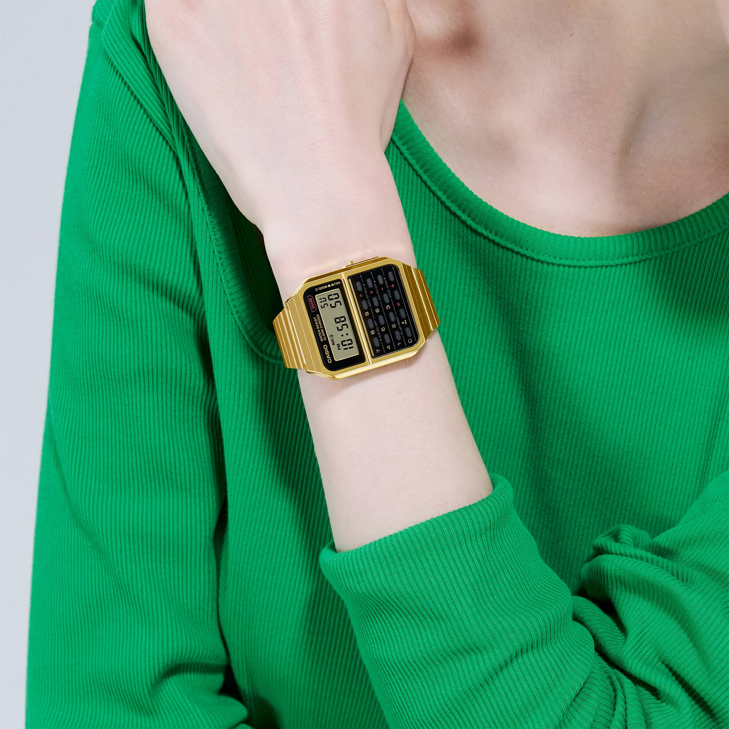 Reloj Digital Calculadora Vintage Dorado de unisex