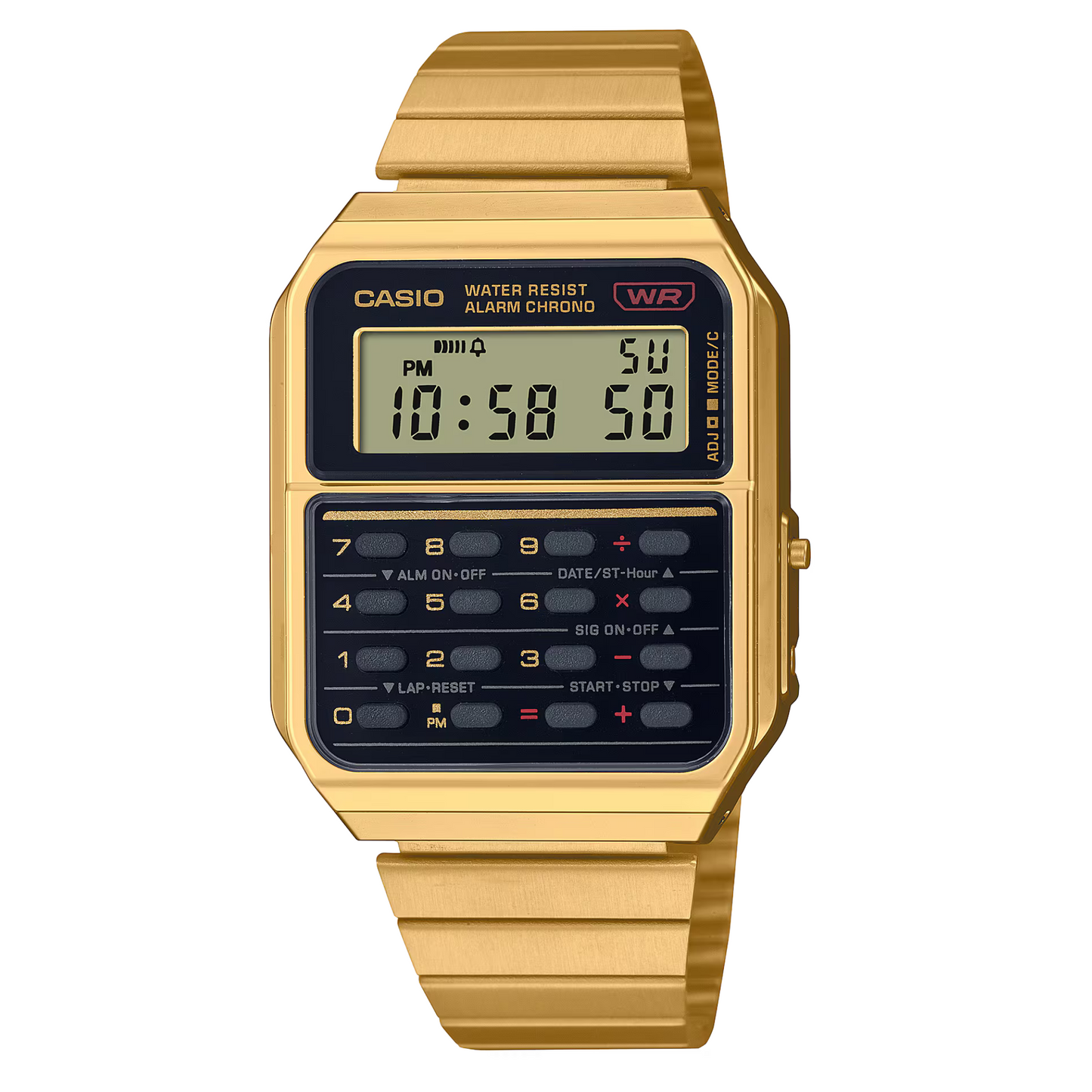 Reloj Digital Calculadora Vintage Dorado de unisex