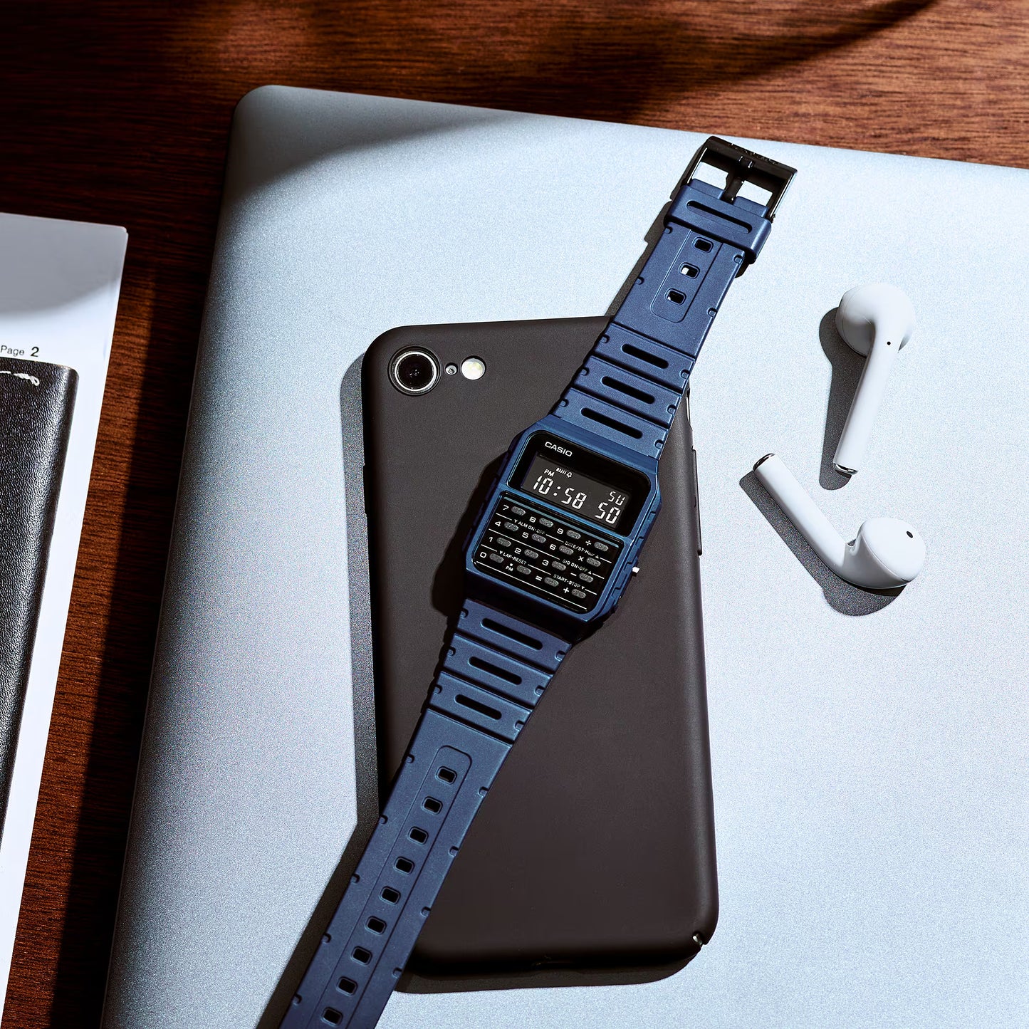 Reloj Digital Calculadora Vintage Azul de Hombre