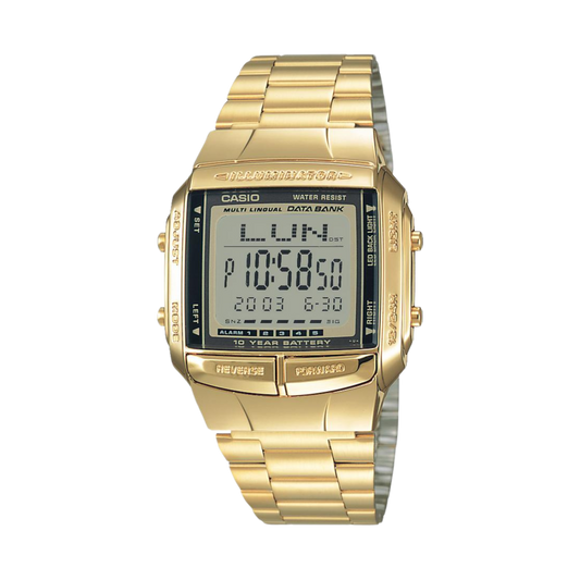 Reloj Digital Data Bank Illuminator Casual Dorado de Hombre