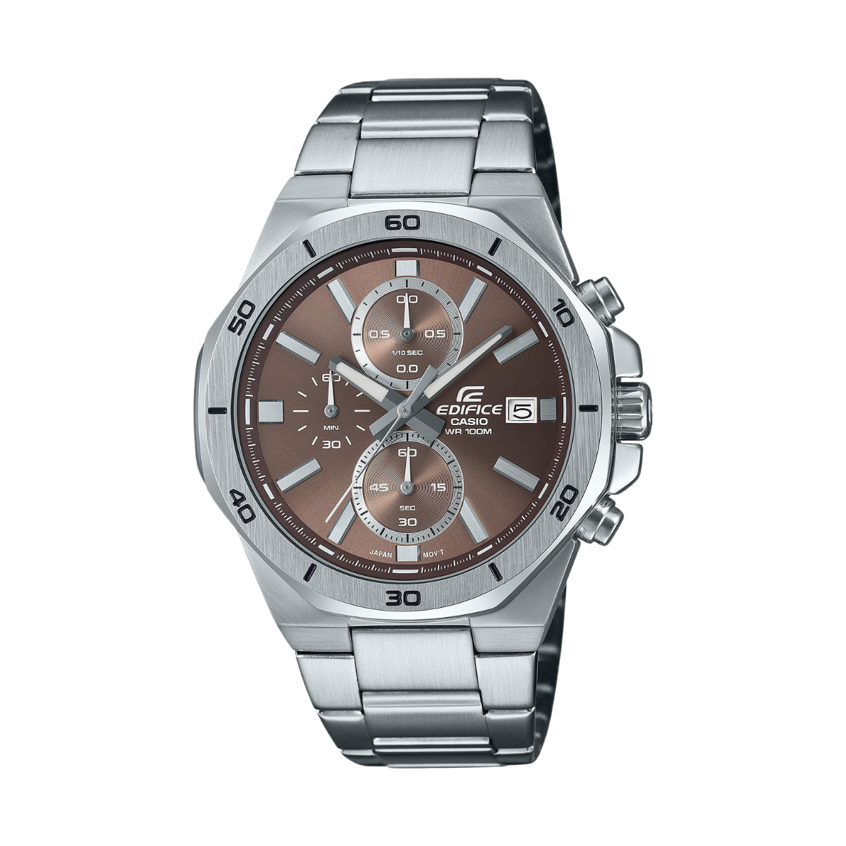 Reloj Análogo Octagonal Vintage Plateado de Hombre