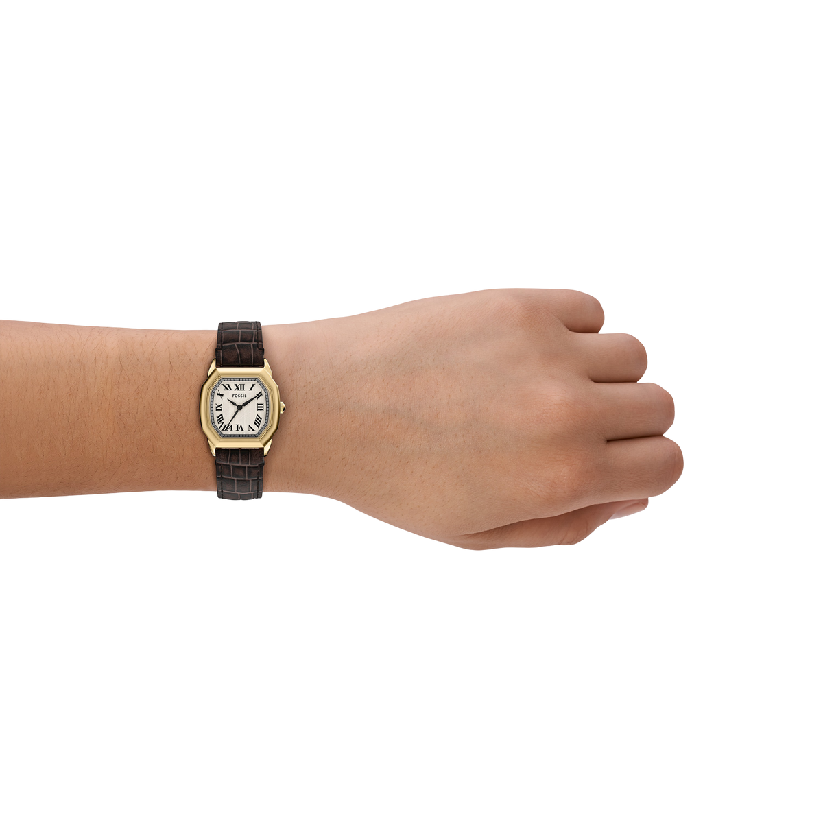 Reloj Análogo Clásico De Mujer Fossil Harlow Dorado, Crema Y Marrón