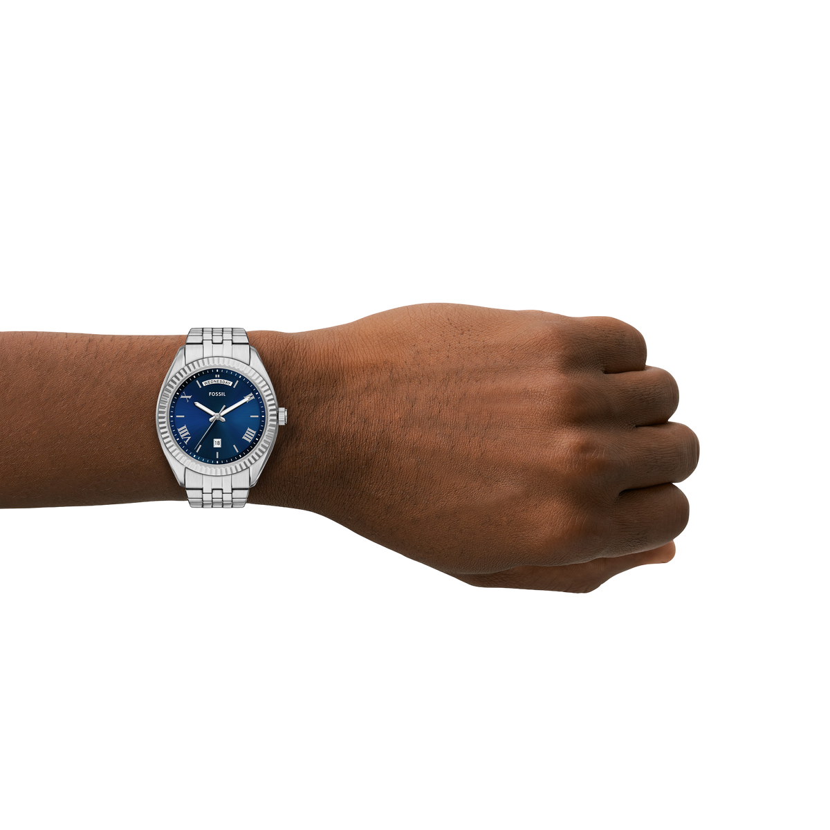 Reloj Análogo Clásico De Hombre Fossil Campbell Azul Y Plateado