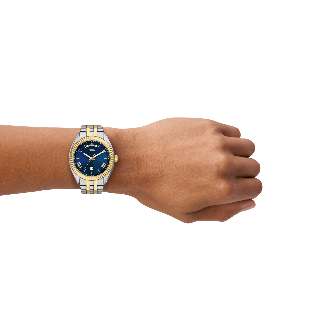Reloj Análogo De Hombre Fossil Campbell Azul, Plateado Y Dorado