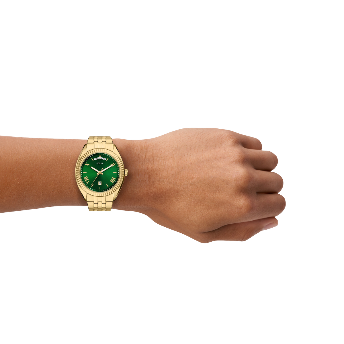 Reloj Análogo De Hombre Fossil Campbell Verde Y Dorado