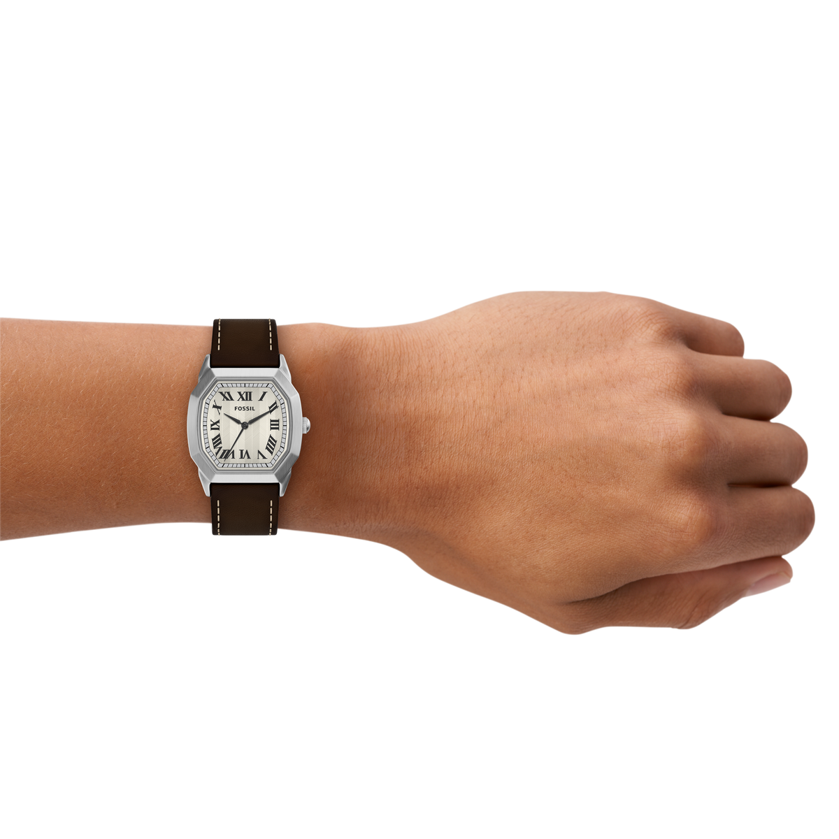 Reloj Análogo De Hombre Fossil Harlow Marrón, Crema Y Plateado