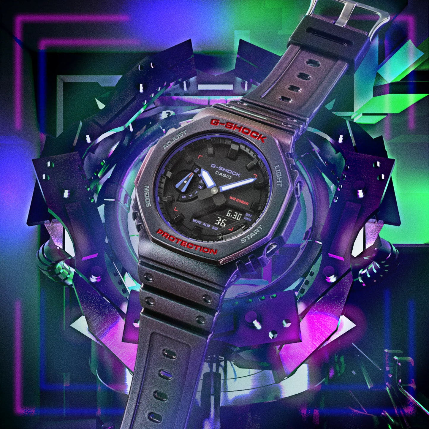 Reloj Análogo-Digital Octagon Carbon Core Aim High Gradient Juvenil Morado de Hombre