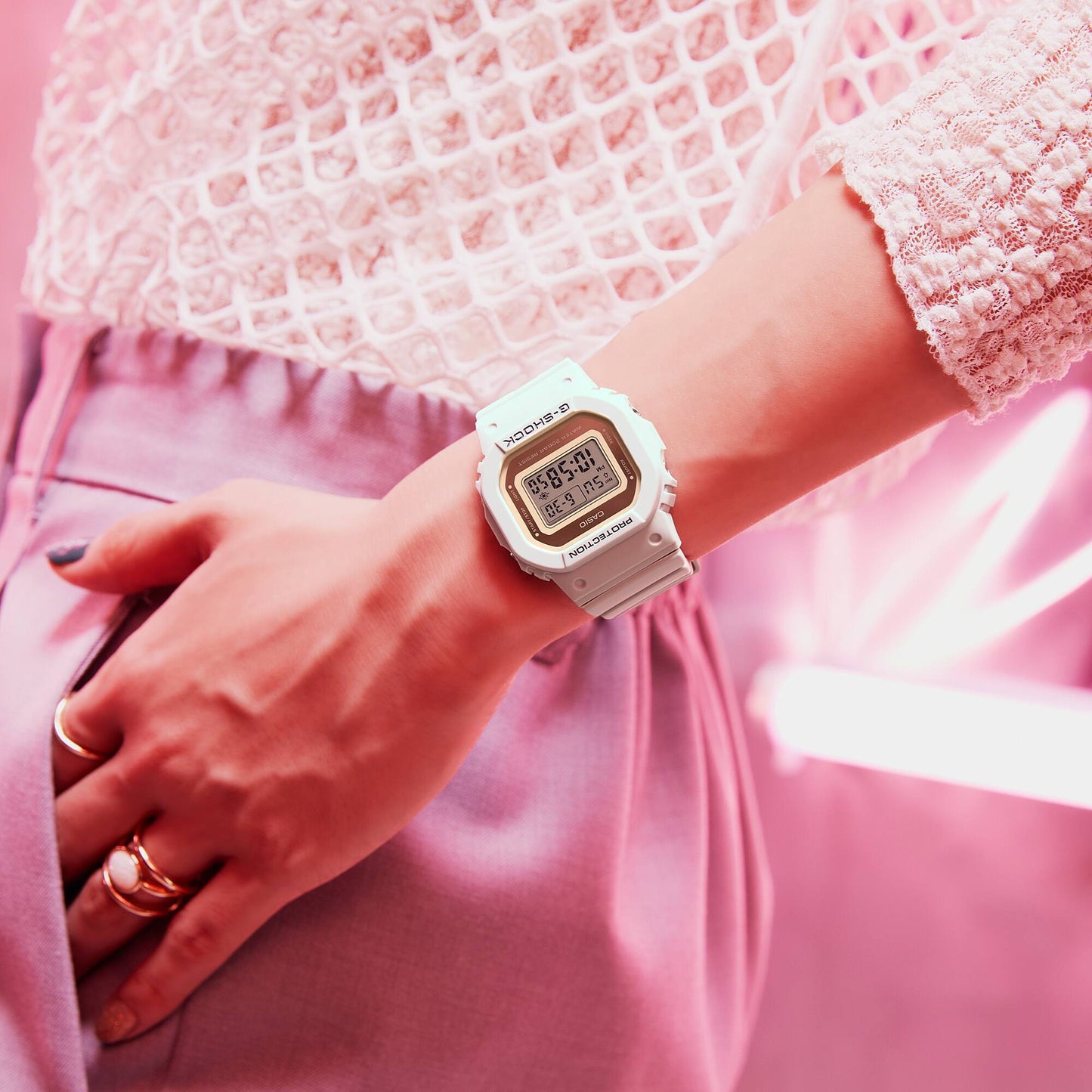 Reloj Digital The Origin Slim Sport Crema de Mujer