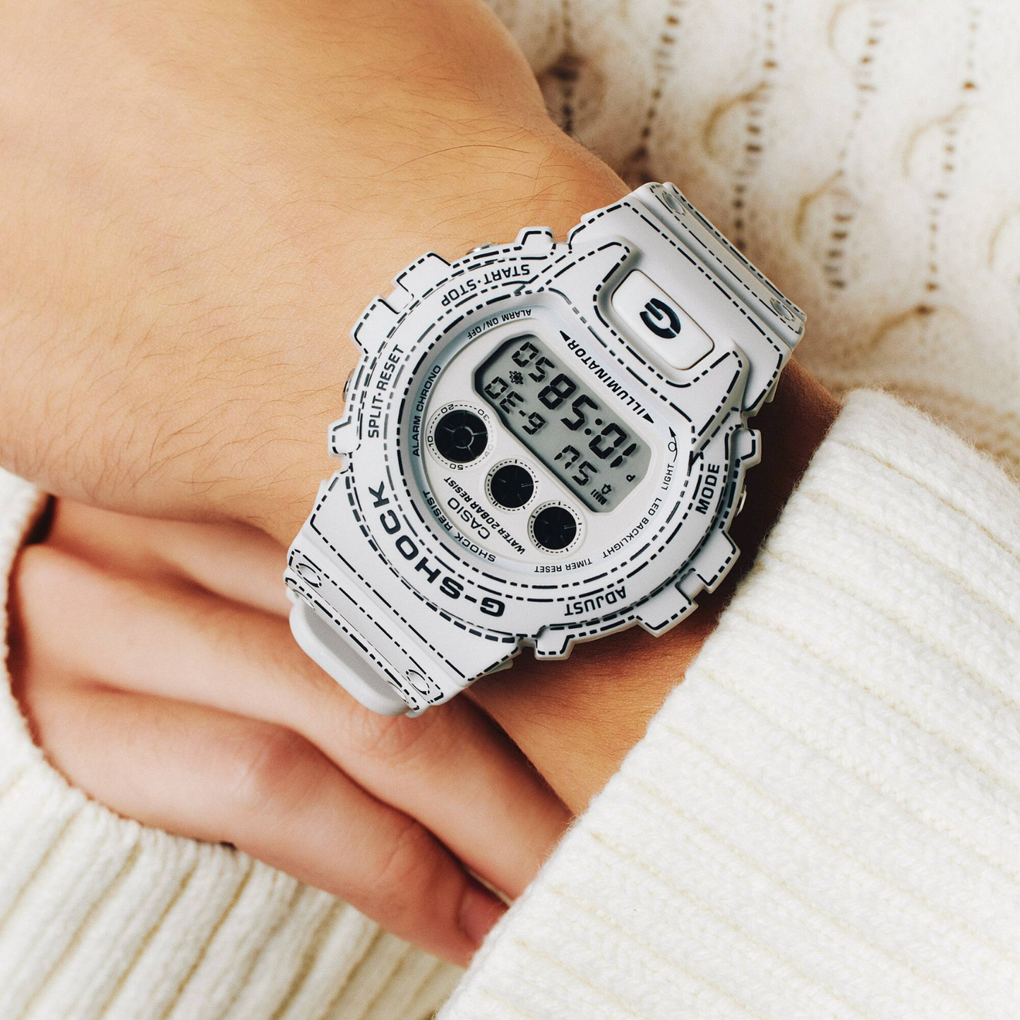 Reloj Digital Casual Crema de Hombre