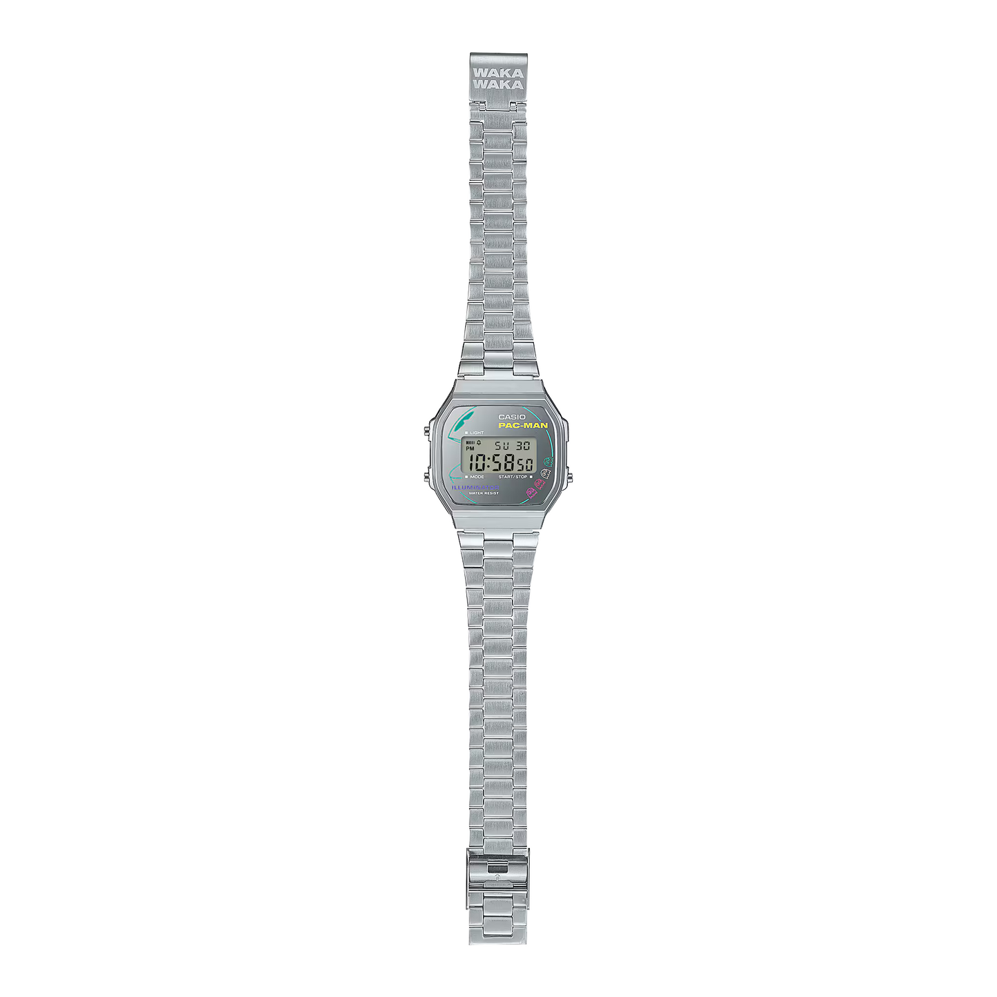 Reloj Digital Vintage PAC-MAN Plateado Casual de Hombre