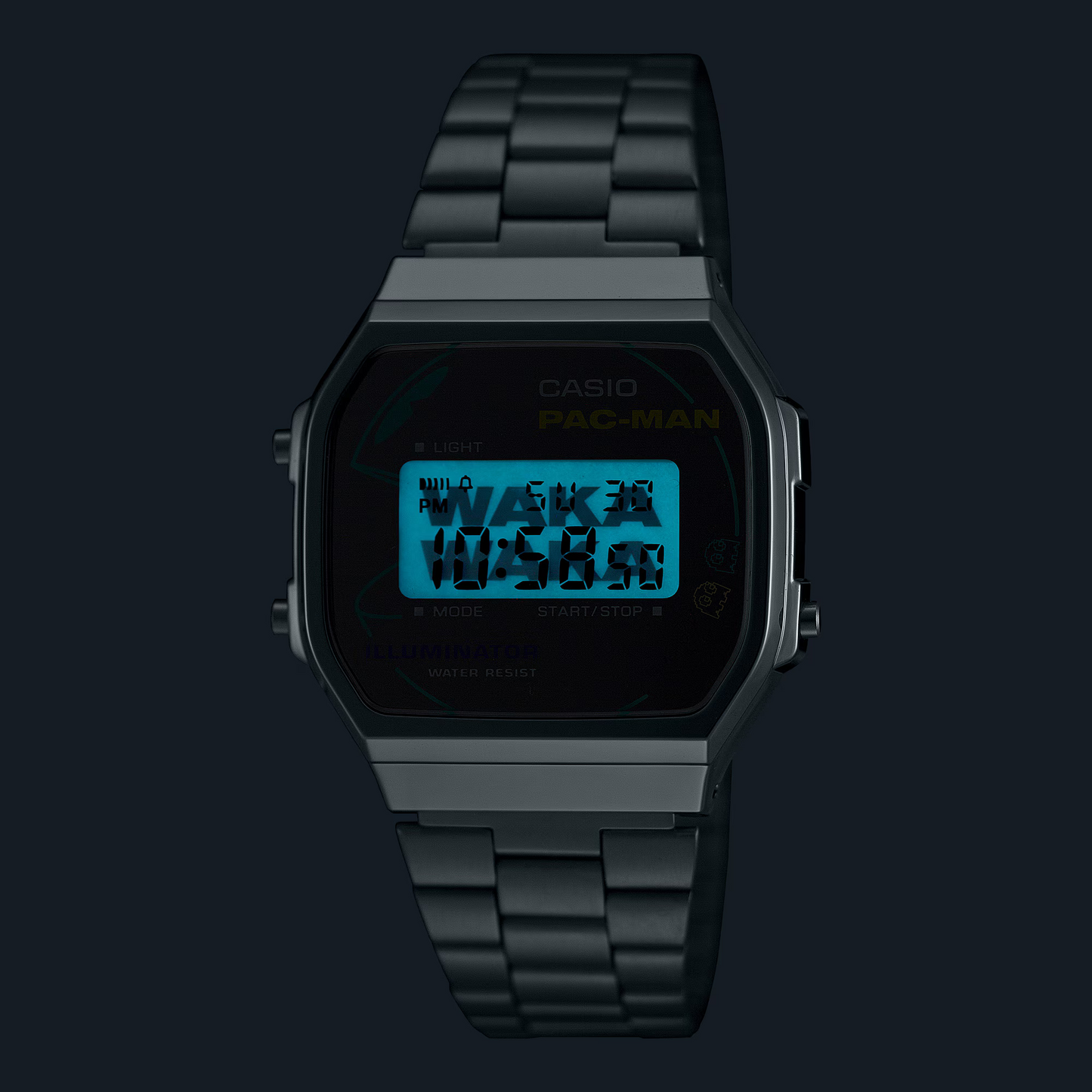 Reloj Digital Vintage PAC-MAN Plateado Casual de Hombre