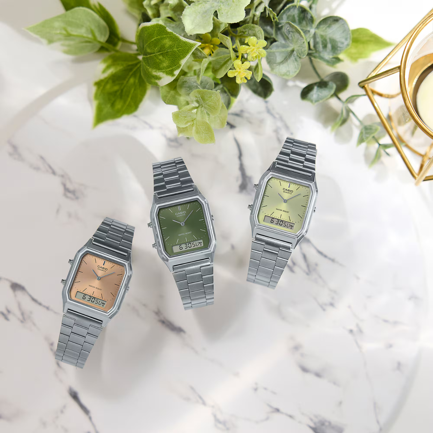 Reloj Análogo Digital Vintage Verde Olivo Unisex