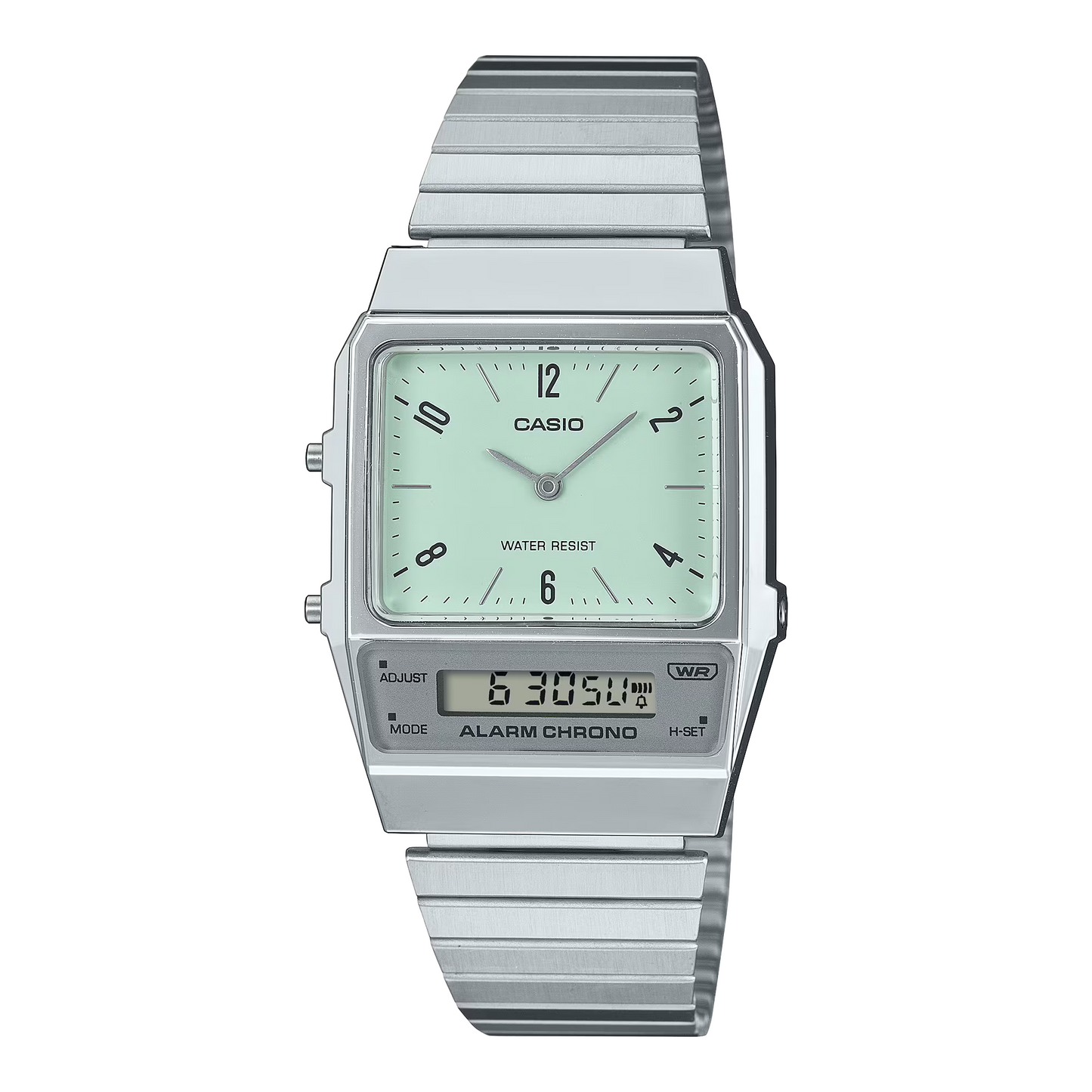 Reloj Análogo-Digital Vintage Plateado de Hombre