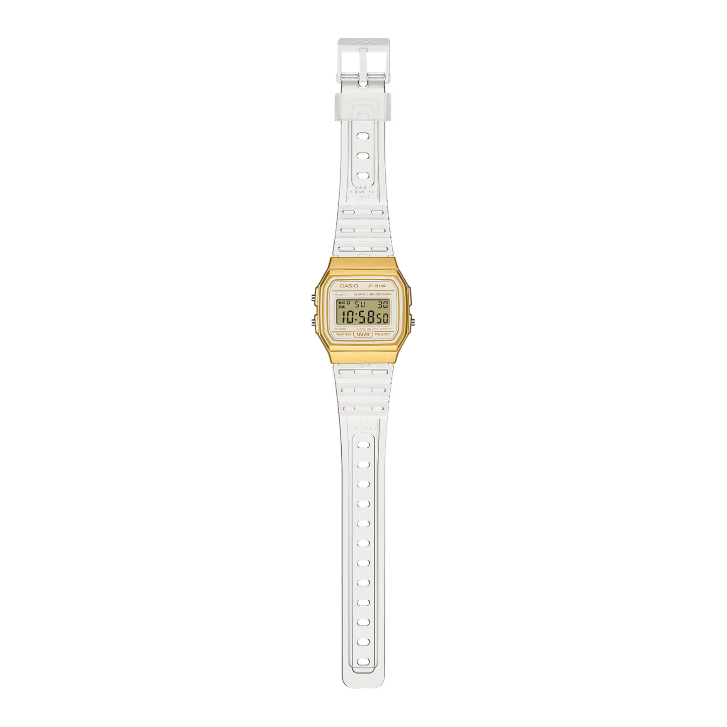 Reloj Digital Casual Dorado Transparente de Mujer