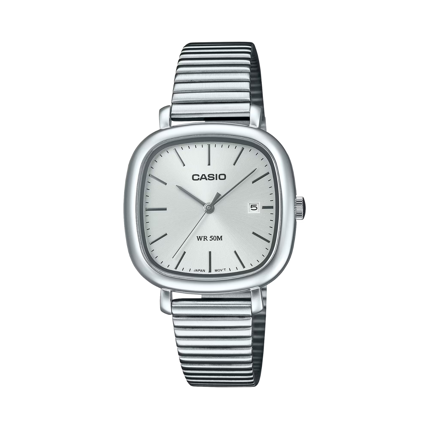 Reloj Análogo Clásico Plateado de Mujer