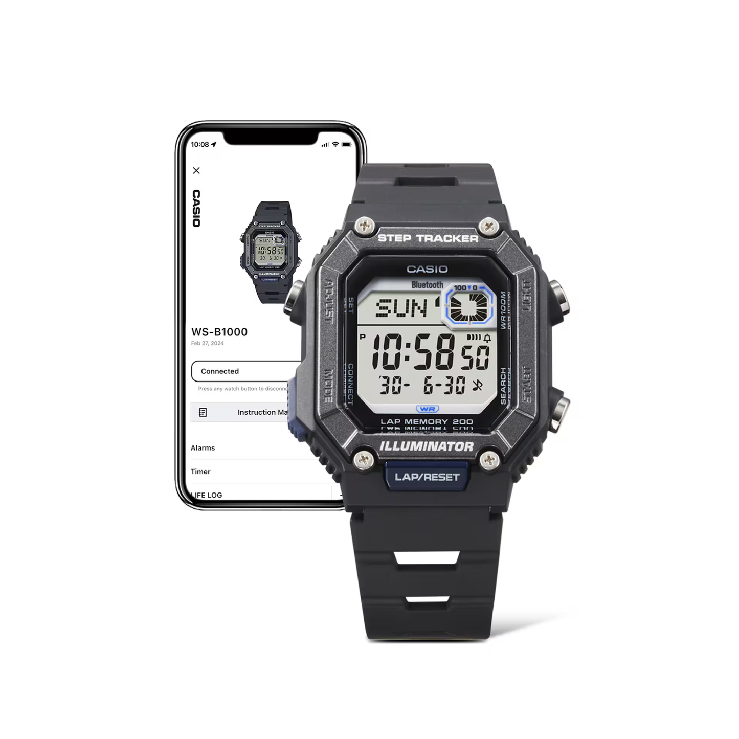 Reloj Digital Deportivo Step Tracker Negro de Hombre