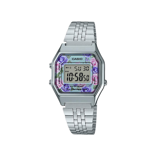 Reloj Digital Illuminator Vintage Plateado de Mujer