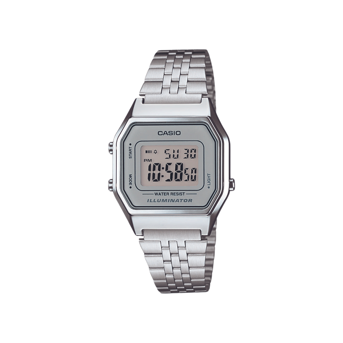 Reloj Digital Illuminator Vintage Plateado de Mujer