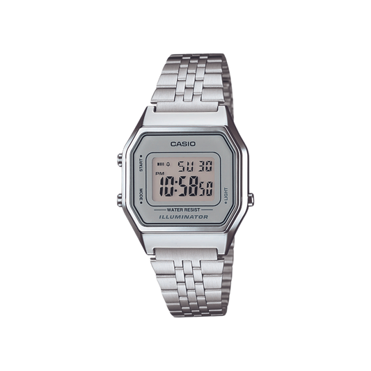 Reloj Digital Illuminator Vintage Plateado de Mujer