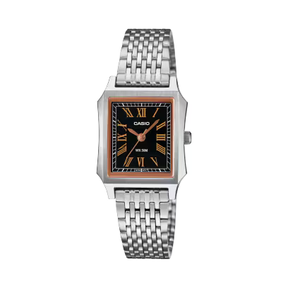 Reloj Análogo Casio Cuarzo Negro y Plateado de Mujer
