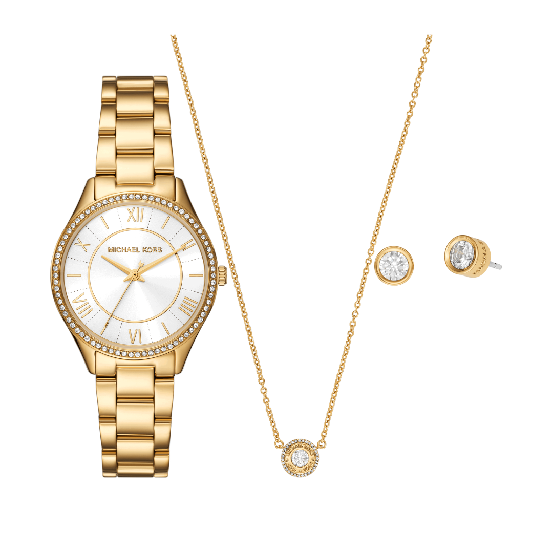 Reloj Análogo Luxury Dorado en Set de Mujer