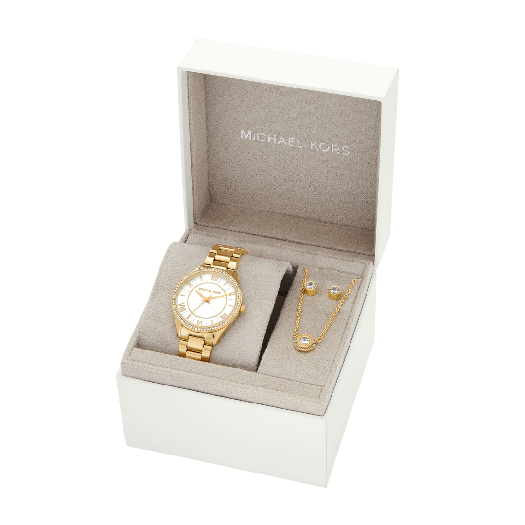 Reloj Análogo Luxury Dorado en Set de Mujer