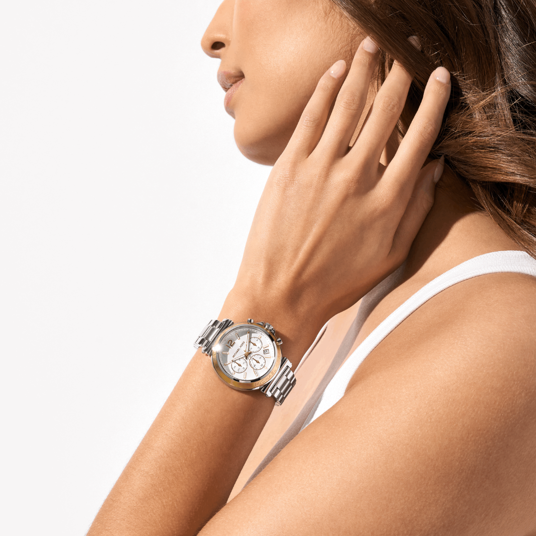 Reloj Análogo Casual Plateado con Cronógrafo de Mujer