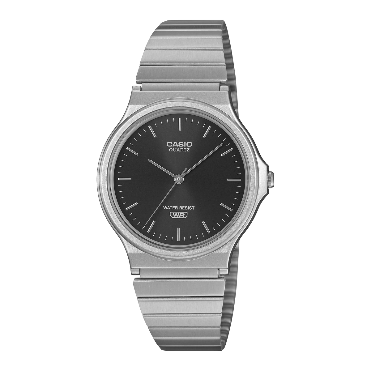 Reloj Análogo Clásico Plateado con Negro Unisex