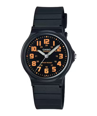 Reloj Análogo Casual Negro con Naranja Unisex