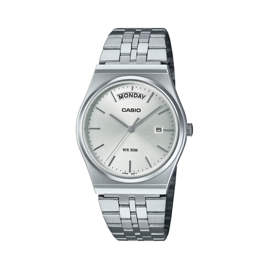 Reloj Análogo Clásico Plateado de Hombre