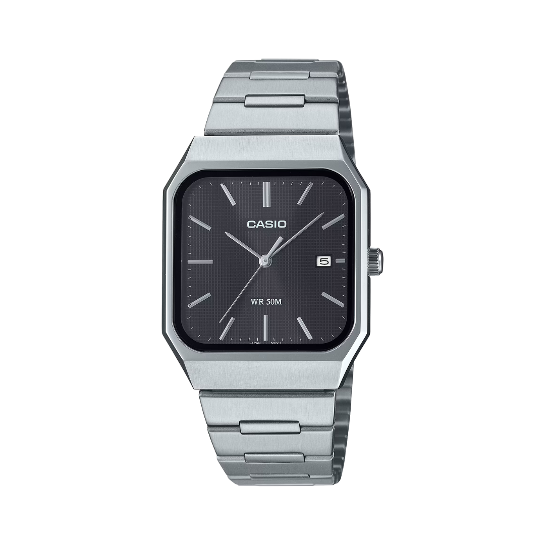 Reloj Análogo Clásico Plateado de Hombre