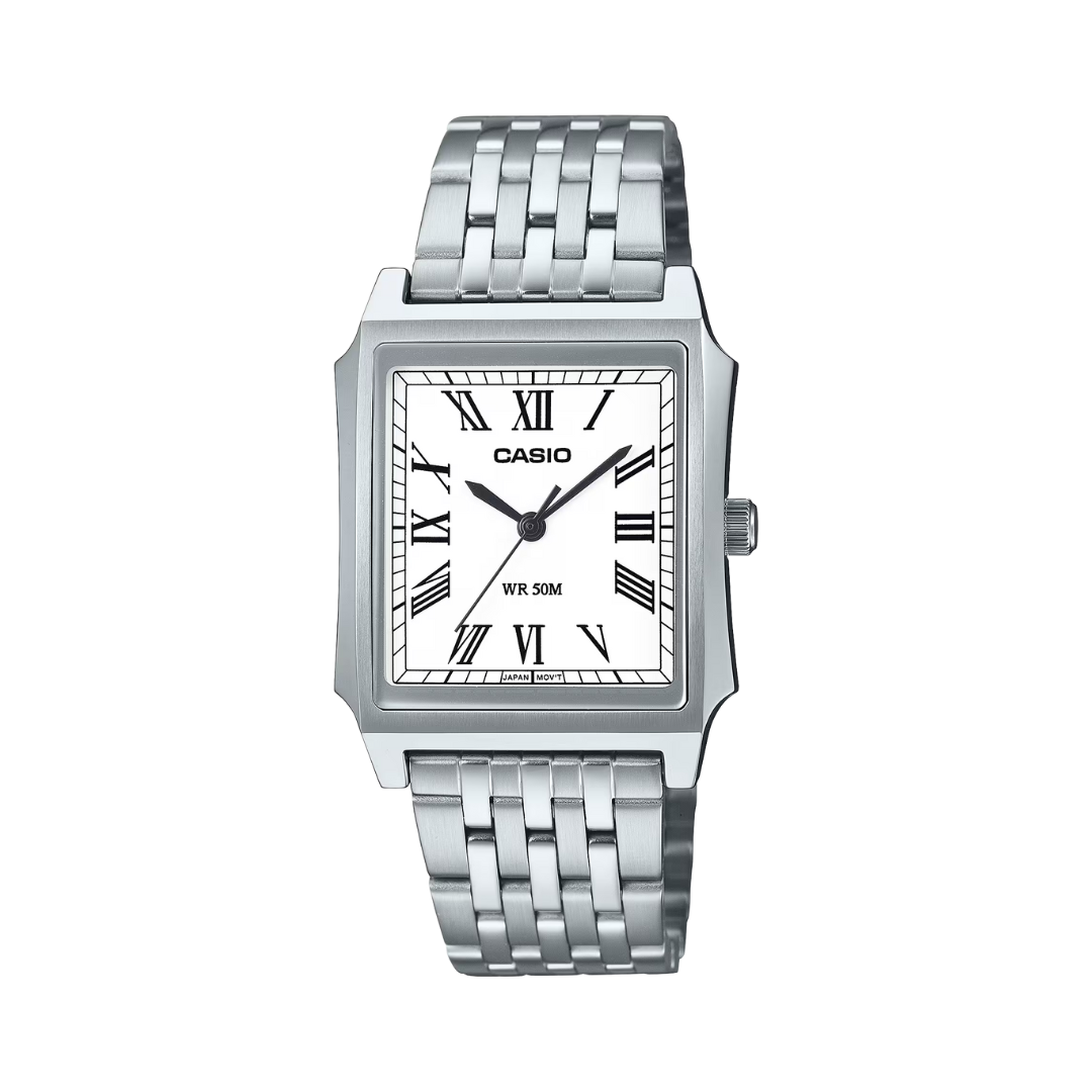Reloj Análogo Clásico Plateado de Hombre