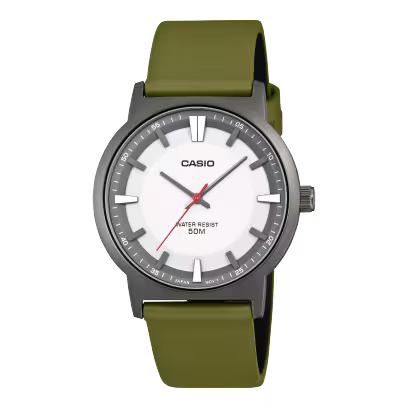Reloj Análogo Casio Cuarzo Blanco y Caqui de Hombre
