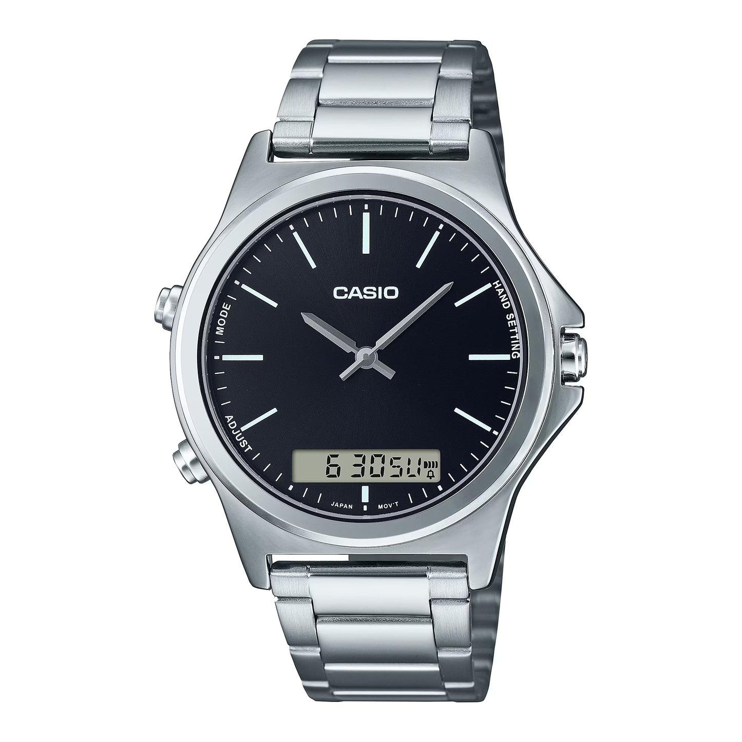 Reloj Análogo-Digital Vintage Plateado de Hombre