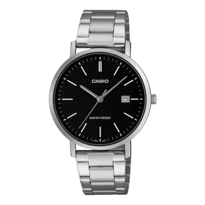 Reloj Análogo Clásico Plateado con Negro de Hombre