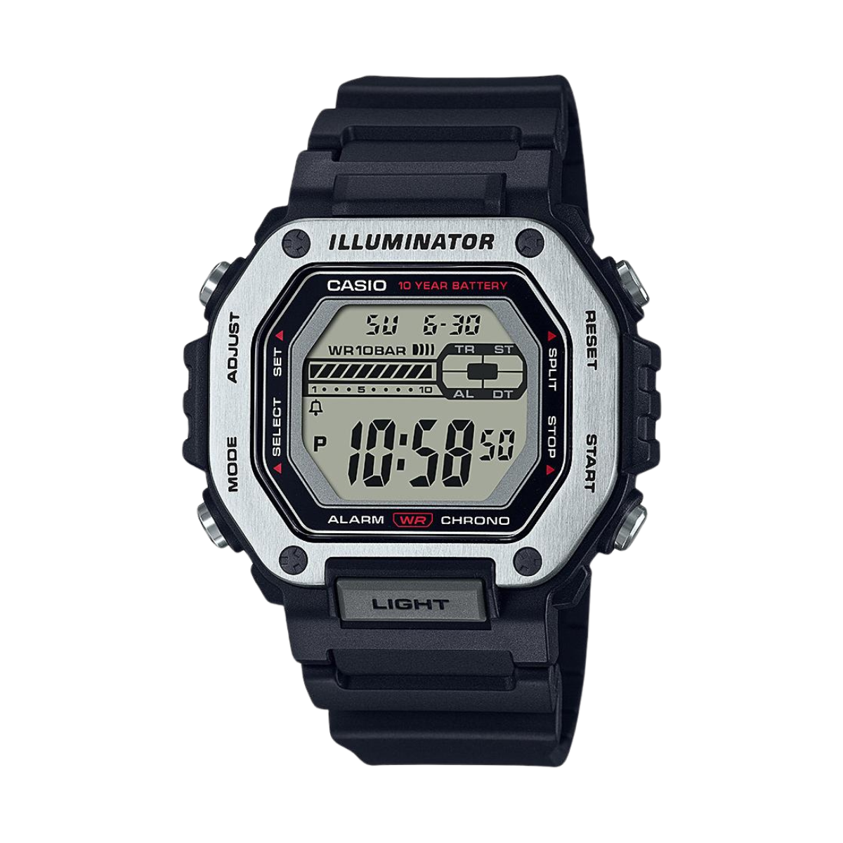 Reloj Digital Illuminator Sport Plateado de Hombre