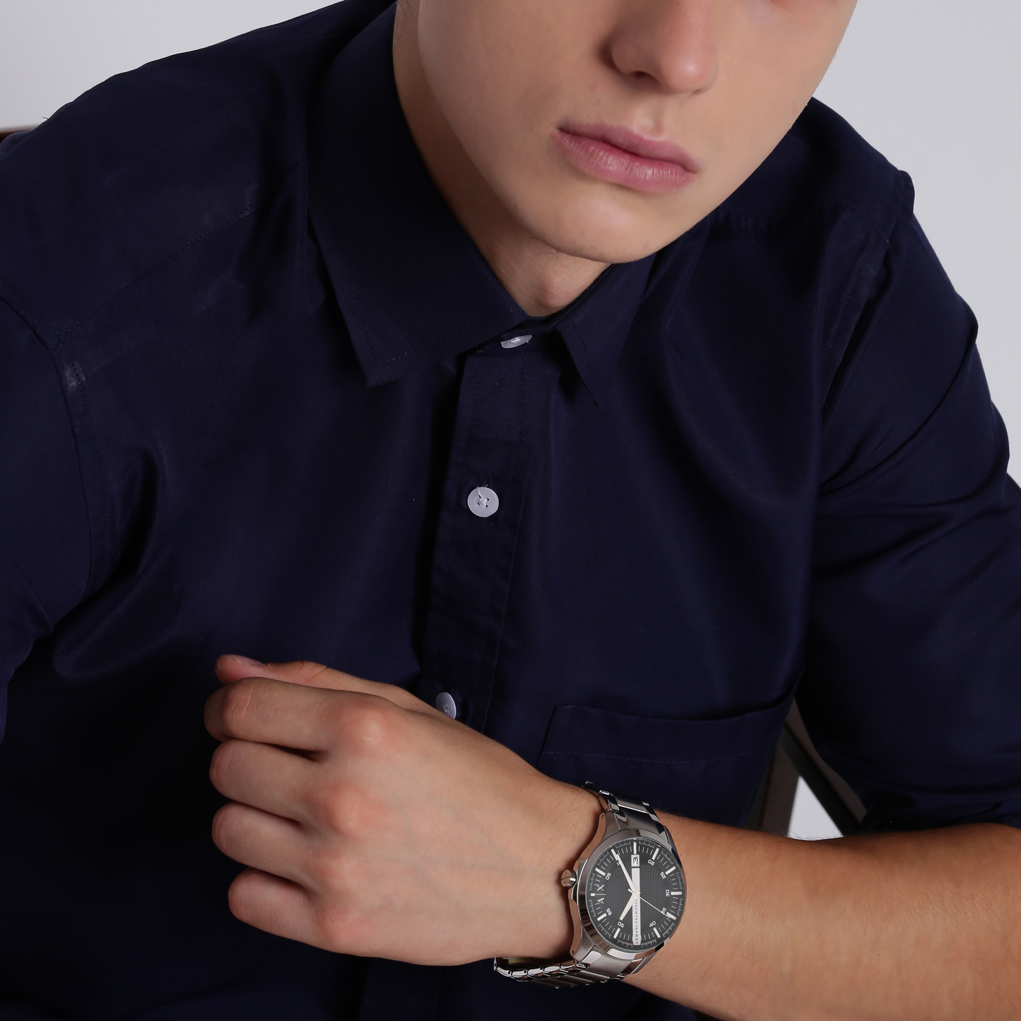 Reloj Análogo Hampton Casual Plateado de Hombre